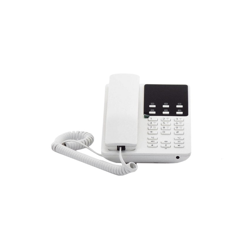 Teléfono IP Hotelero Wi-Fi, 2 líneas SIP con 2 cuentas, codec Opus, IPV4/IPV6, color blanco, con gestión en la nube GDMS