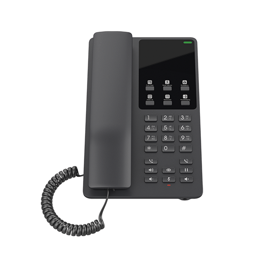 Teléfono IP Hotelero Wi-Fi, 2 líneas SIP con 2 cuentas, codec Opus, IPV4/IPV6, color negro, con gestión en la nube GDMS