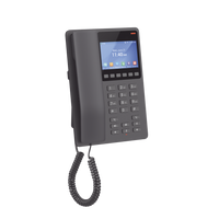 Teléfono IP WiFi Hotelero con pantalla LCD a color, 2 líneas SIP con 2 cuentas, codec Opus, IPV4/IPV6, color negro, con gestión en la nube GDMS