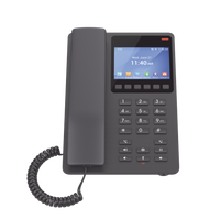 Teléfono IP WiFi Hotelero con pantalla LCD a color, 2 líneas SIP con 2 cuentas, codec Opus, IPV4/IPV6, color negro, con gestión en la nube GDMS