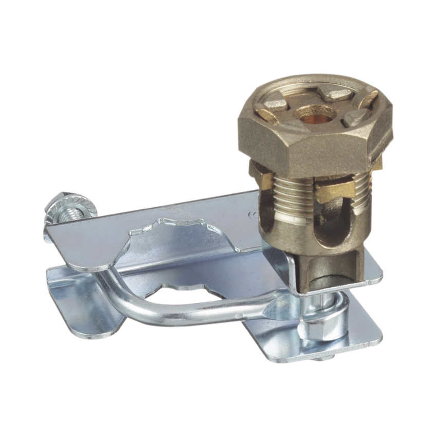 Abrazadera para Tierra Física en Base de Piso Falso, para Cables de 6 a 1/0 AWG. Para Pedestales Cuadrados de 7/8" y Circulares de 1" a 1 1/8"