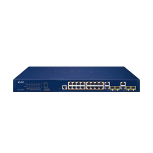 Switch Administrable PoE  Capa 2 de 16 Puertos 10/100/1000 Mbps 802.3af/at, 4 Puertos SFP Gigabit, Hasta 240 W