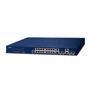 Switch Administrable PoE  Capa 2 de 16 Puertos 10/100/1000 Mbps 802.3af/at, 4 Puertos SFP Gigabit, Hasta 240 W