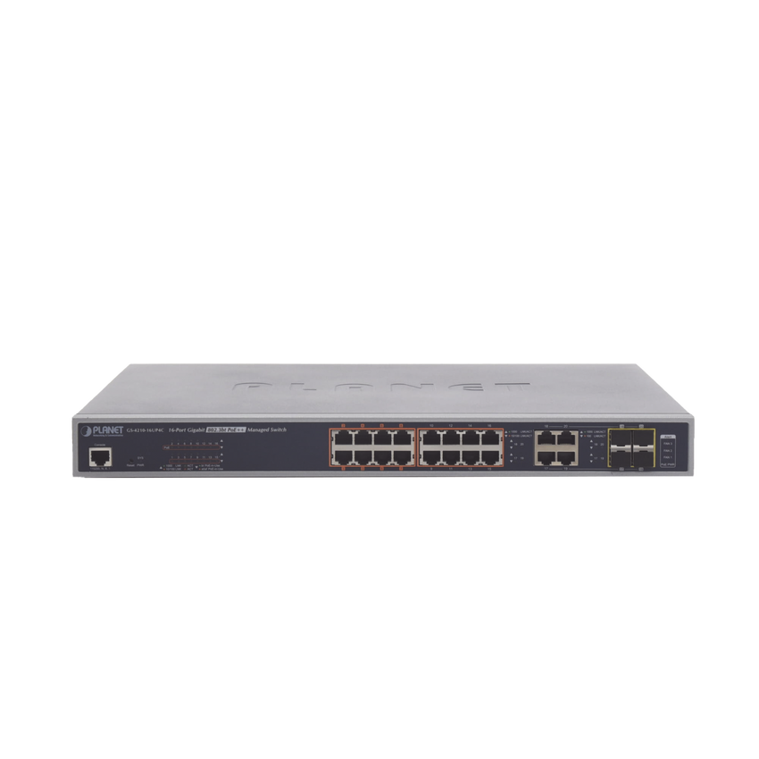 Switch administrable L2, 16 puertos 10/100/1000T Ultra PoE + 4 puertos Gigabit Combo TP/SFP