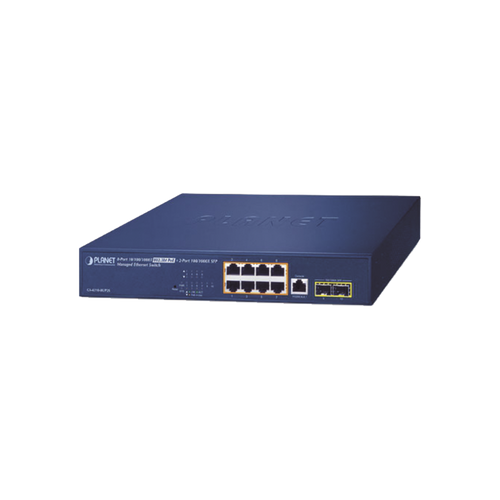 Switch PoE Administrable Capa 2, 8 Puertos PoE 802.3af/at/bt de 95 W, 2 Puertos SFP 100/1000X, Hasta 180 Watts