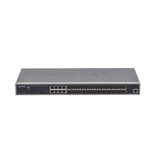 Switch Administrable Capa 2 con Fuente de Alimentación Redundante, 24 Puertos SFP Gigabit 100/1000X, 8 Puertos Combo RJ45 Gigabit.