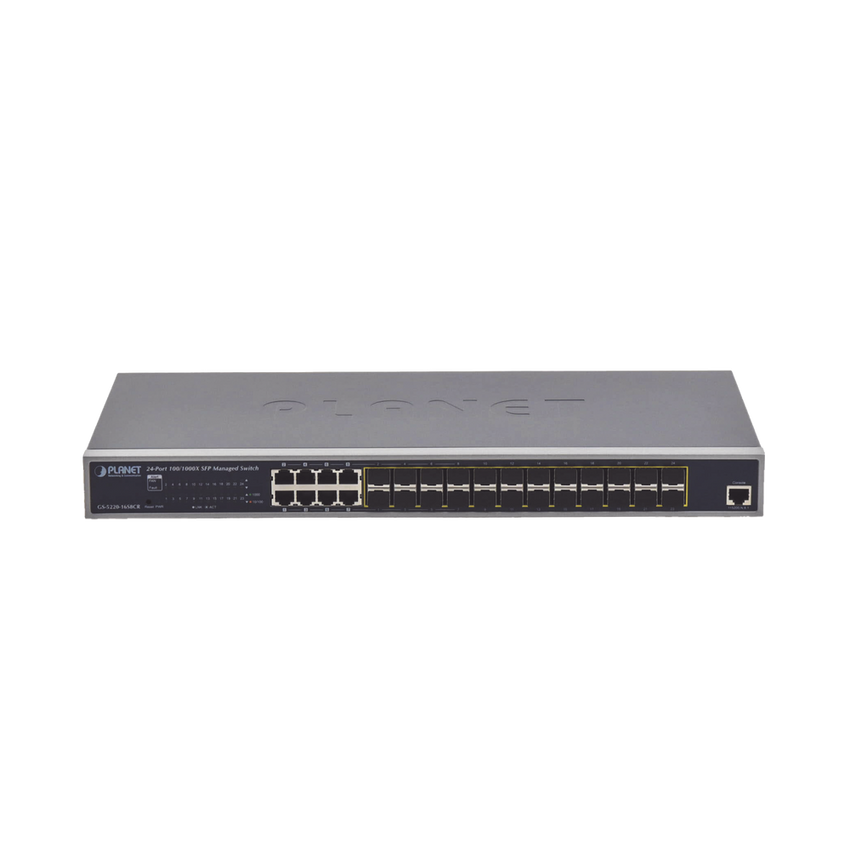 Switch Administrable Capa 2 con Fuente de Alimentación Redundante, 24 Puertos SFP Gigabit 100/1000X, 8 Puertos Combo RJ45 Gigabit.