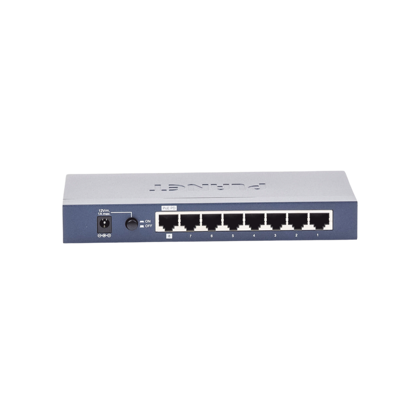 Switch Administrable de Escritorio de 8 Puertos Gigabit/ 2 Puertos SFP / 20 Gbps Switching / PoE In 802.3af/at / Dual Power DC + PoE / VLAN Q-in-Q / IPv6/IPv4/  Administración Remota con CloudNMS