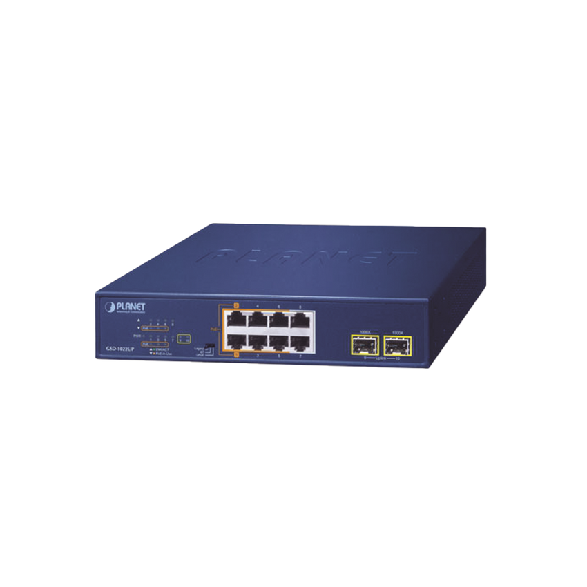 Switch PoE No Administrable de Escritorio, 2 Puertos Gigabit 802.3bt, 4 Puertos Gigabit 802.3at, 2 Puertos 10/100/1000, 2 Puertos SFP Gigabit.