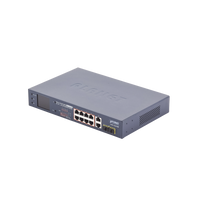 Switch No Administrable 8 Puertos Gigabit con Modo Extender a 250 m,  2 Puertos Uplink 10/100/1000 Mbps, 2 Puertos SFP