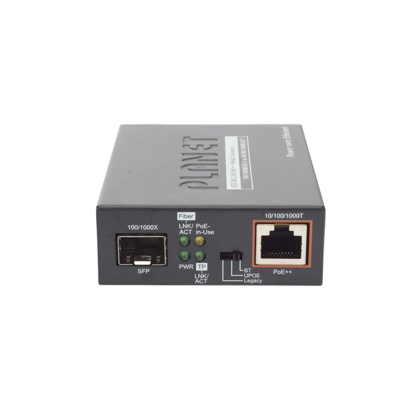 Convertidor de Medios PoE, 1 Puerto RJ45 Gigabit con Salida PoE 802.3af/at/bt (Hasta 60 W)/ 1 Puerto SFP 100/1000BASE-X