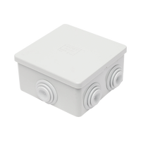 Caja Estanca de PVC Para Derivación y Conexión, 6 Entradas, Tapa a Presión, 80×80×40 mm (Mayor Área Interna, Uso Exterior IP44, Material que no Propaga el Fuego y Libre de Hálogenos