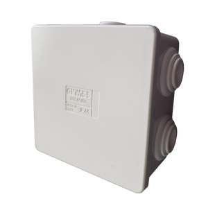 Caja Estanca de PVC Para Derivación y Conexión, 6 Entradas, Tapa a Presión, 80×80×40 mm (Mayor Área Interna, Uso Exterior IP44, Material que no Propaga el Fuego y Libre de Hálogenos
