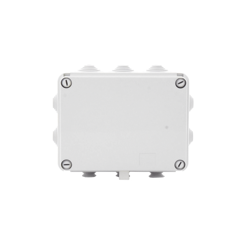 Caja de derivación de PVC Auto-extinguible con 10 entradas, tapa atornillada, 190 x 140 x 70 MM, Para Exterior (IP55)