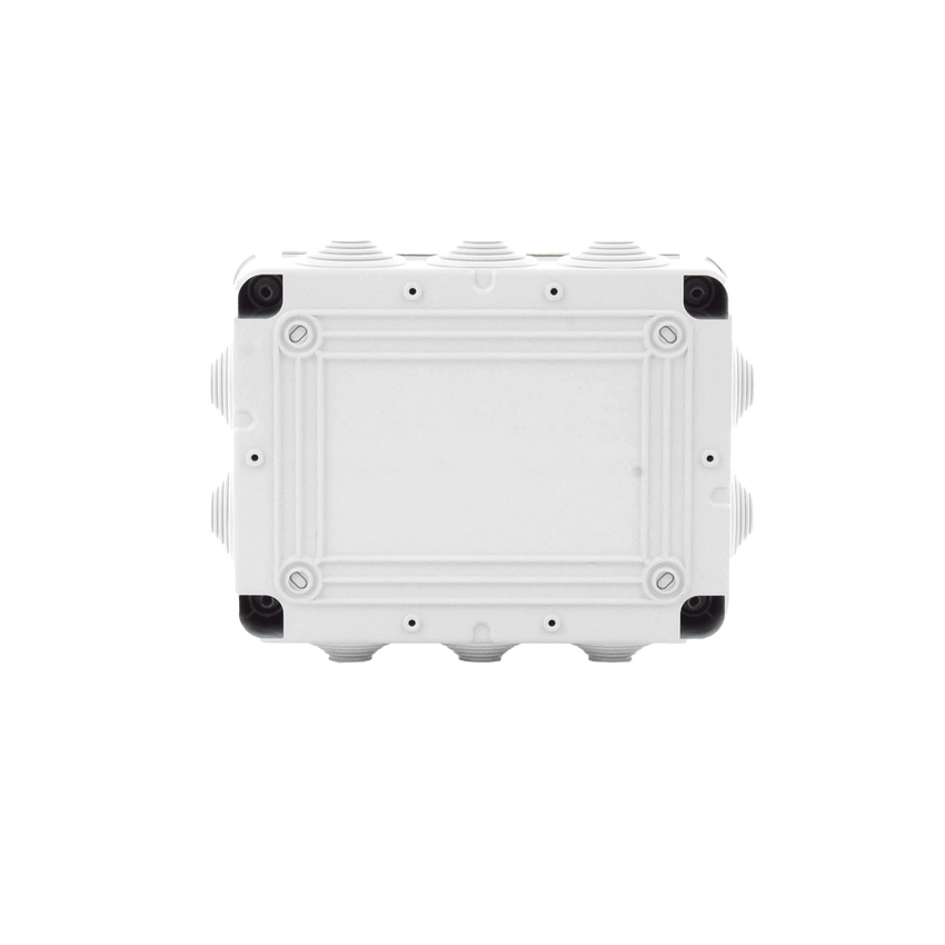 Caja de derivación de PVC Auto-extinguible con 10 entradas, tapa atornillada, 190 x 140 x 70 MM, Para Exterior (IP55)