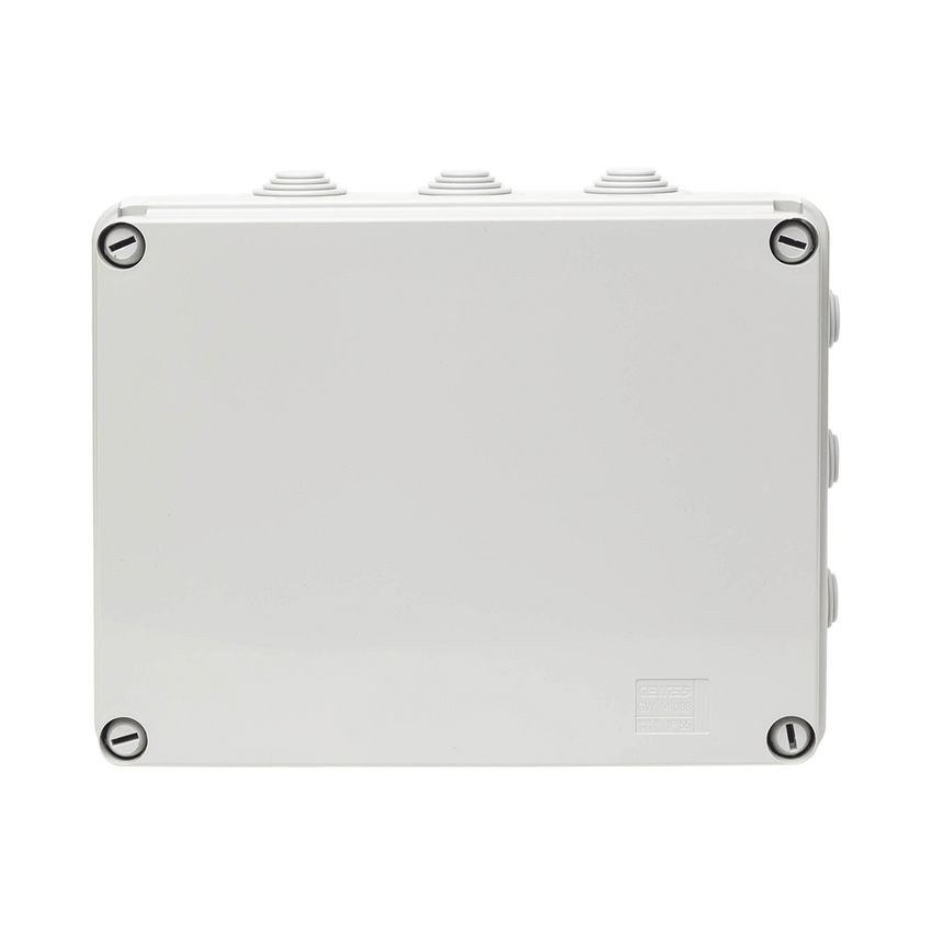Caja Estanca de PVC Para Derivación y Conexión, 12 Entradas, Tapa Atornillada, 240x190x90 mm (Área interna), Uso Exterior IP55, Material que no Propaga el Fuego y Libre de Hálogenos