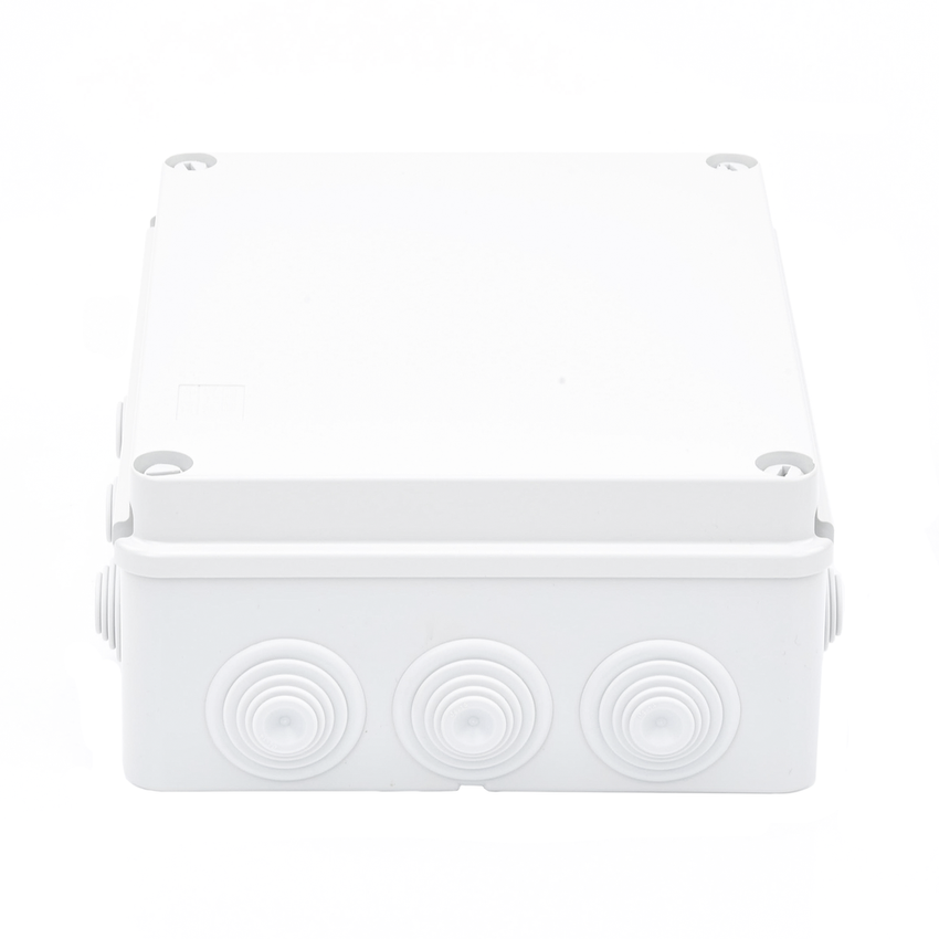 Caja Estanca de PVC Para Derivación y Conexión, 12 Entradas, Tapa Atornillada, 240x190x90 mm (Área interna), Uso Exterior IP55, Material que no Propaga el Fuego y Libre de Hálogenos