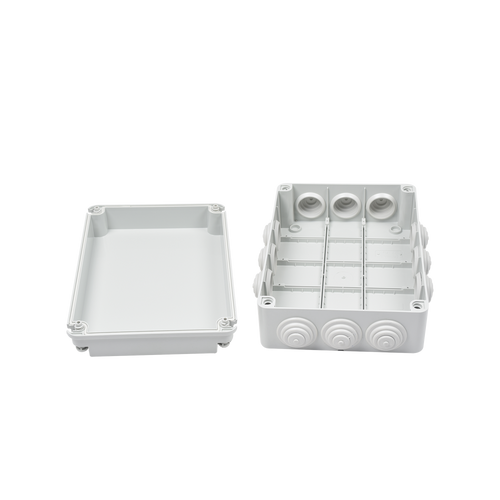 Caja Estanca de PVC Para Derivación y Conexión, 12 Entradas, Tapa Atornillada, 300x220x120 mm  (Área interna), Uso Exterior IP55, Material que no Propaga el Fuego y Libre de Hálogenos