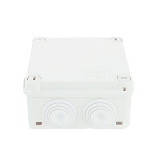 Caja Estanca de PVC Para Derivación y Conexión, 6 Entradas, Tapa con Tornillo de 1/4" de Vuelta, 100x100x50 mm (Área Interna), Uso Exterior IP55, Material que no Propaga el Fuego y Libre de Hálogenos
