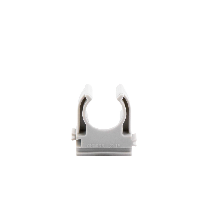 Soporte de presión (Abrazadera), PVC Auto-extinguible, abierto para tubería de 16 mm