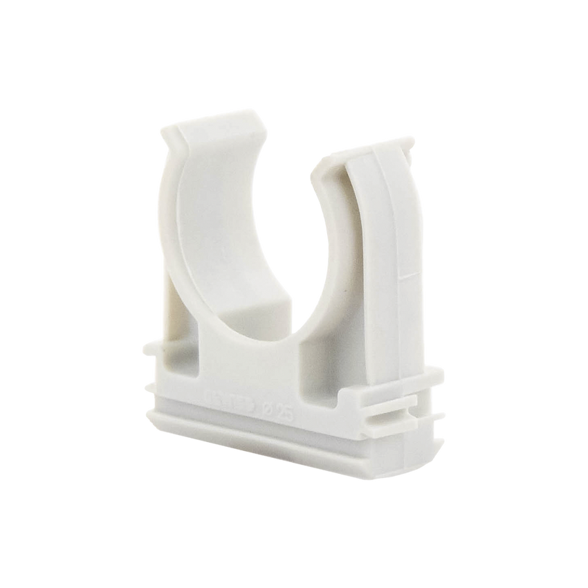 Soporte de presión (Abrazadera), PVC Auto-extinguible, abierto para tubería de 25 mm