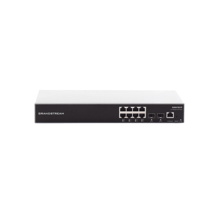 Switch PoE+ Gigabit Administrable / 8 puertos 10/100/1000 Mbps + 2 Puertos SFP Uplink / Hasta 120W / Compatible con GWN Cloud.