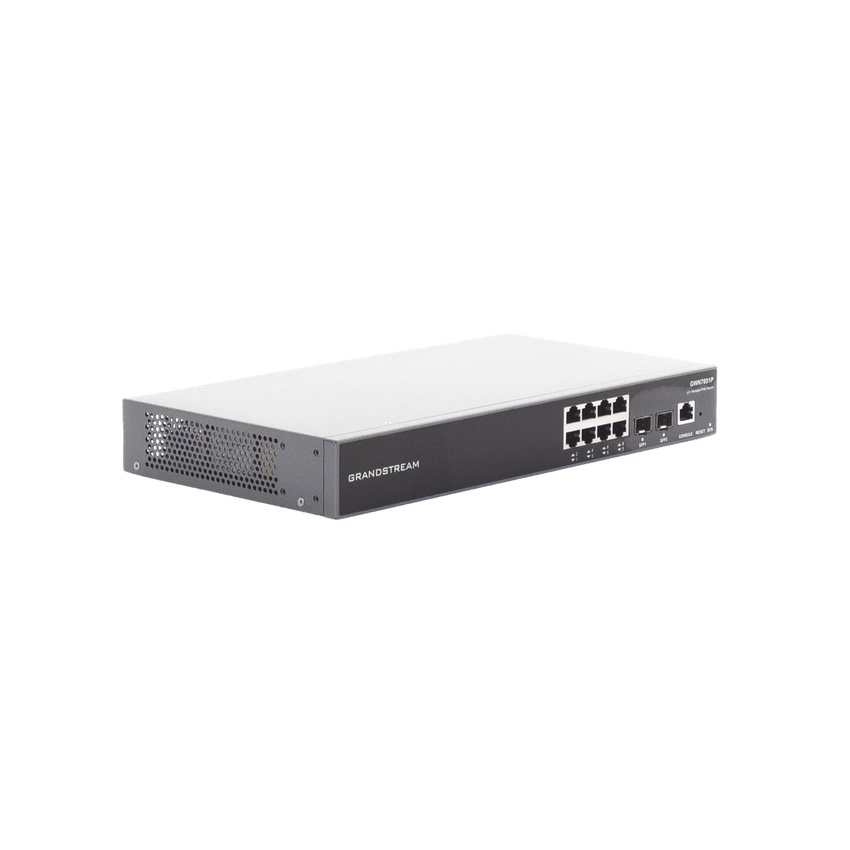 Switch PoE+ Gigabit Administrable / 8 puertos 10/100/1000 Mbps + 2 Puertos SFP Uplink / Hasta 120W / Compatible con GWN Cloud.