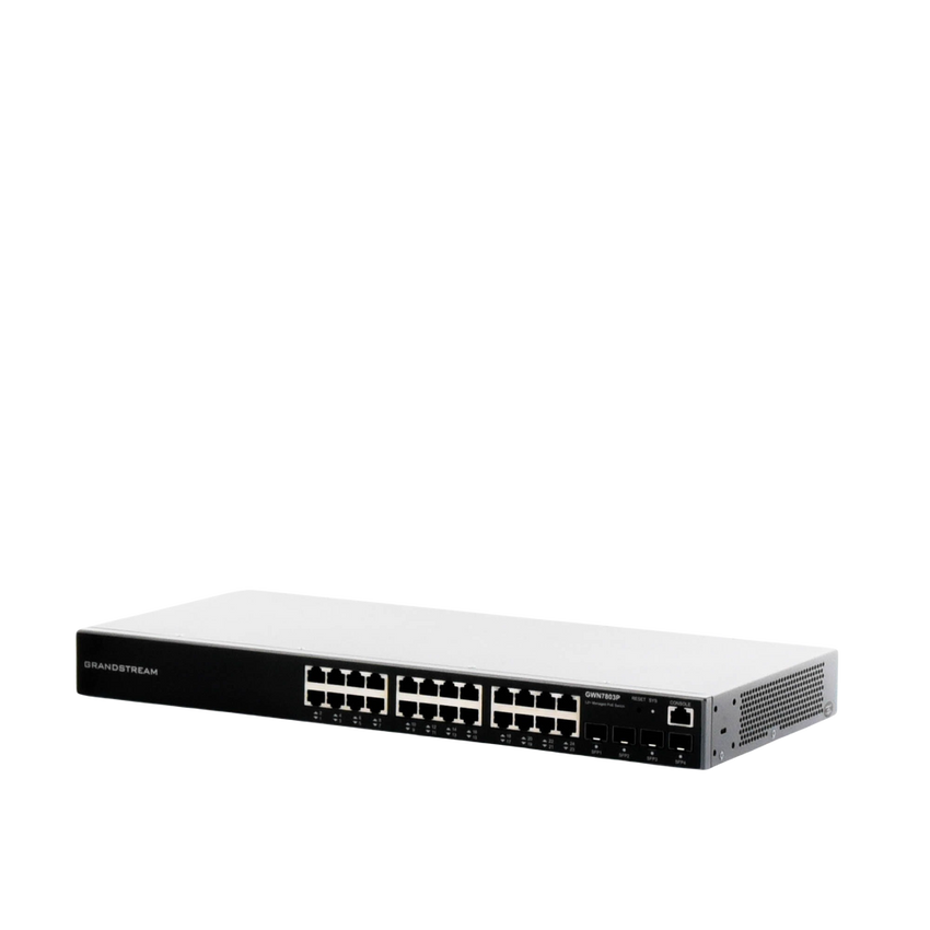 Switch PoE+ Administrable / 24 Puertos 10/100/1000 Mbps + 4 SFP / 360W PoE Total / Switching 56 Gbps / Cloud GWN Sin Costo / Montable en Rack