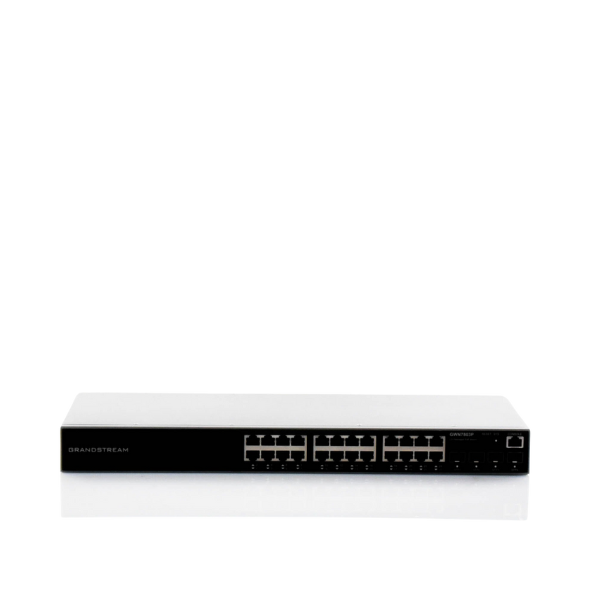 Switch PoE+ Administrable / 24 Puertos 10/100/1000 Mbps + 4 SFP / 360W PoE Total / Switching 56 Gbps / Cloud GWN Sin Costo / Montable en Rack