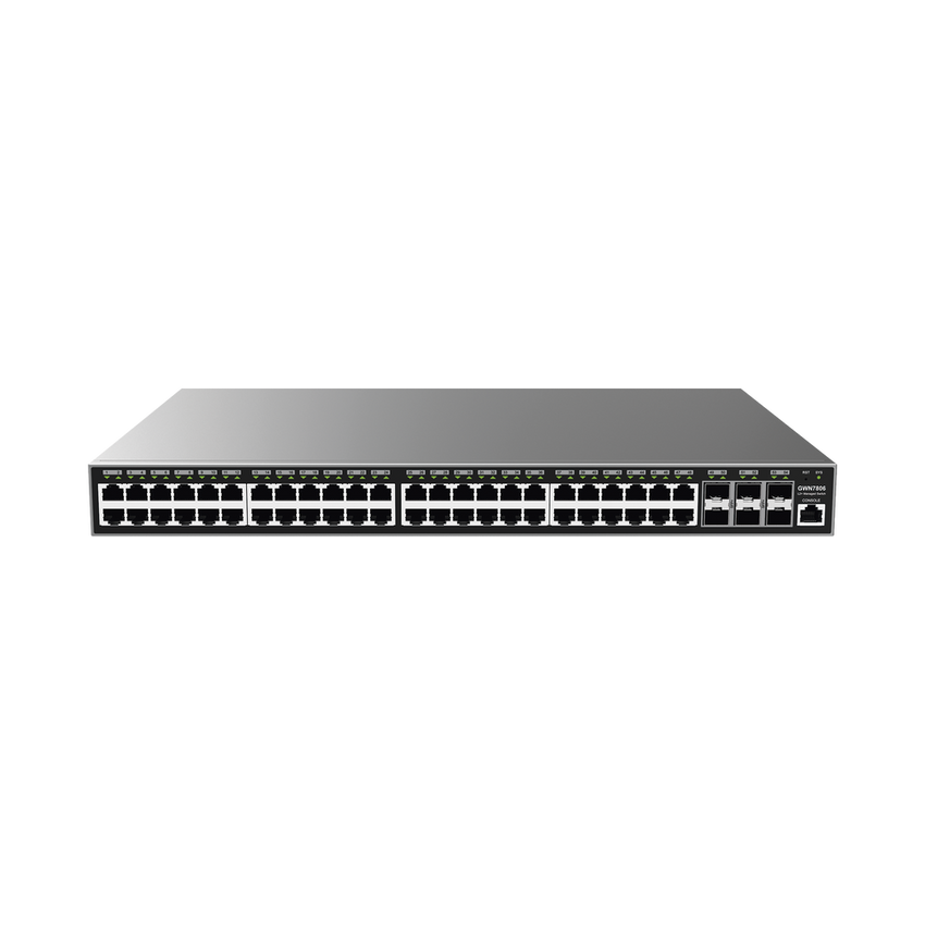 Switch Gigabit  Administrable / 48 puertos 10/100/1000 Mbps + 6 Puertos SFP+ / Compatible con GWN Cloud.