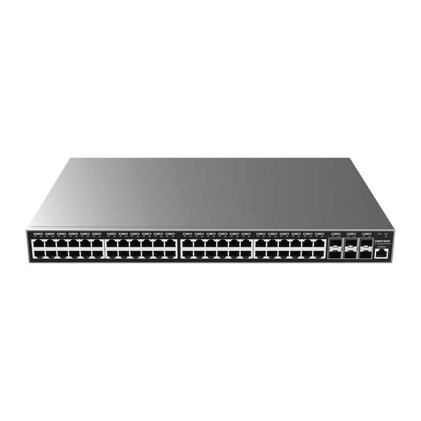 Switch Gigabit PoE+ Administrable / 48 puertos 10/100/1000 Mbps + 6 Puertos SFP+ / Hasta 400W / Compatible con GWN Cloud.