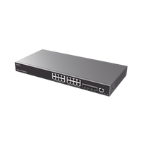 Switch Capa 3 PoE+ Administrable / 16 puertos 10/100/1000 Mbps + 4 Puertos SFP+ de 10 Gigabits / Hasta 240W / Compatible con GWN Cloud.