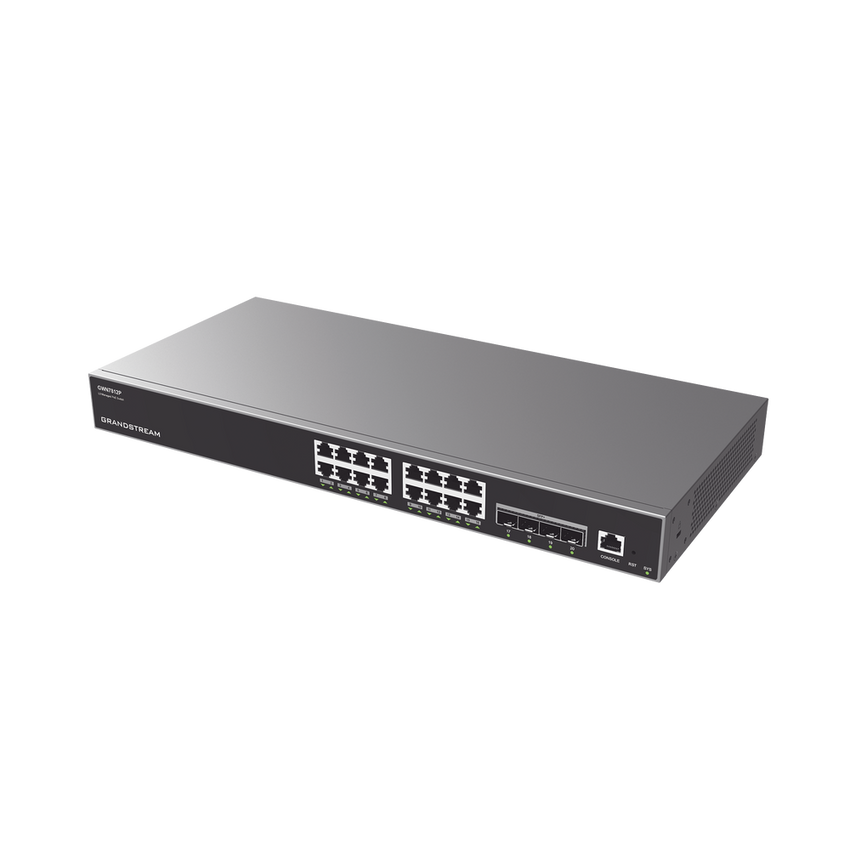 Switch Capa 3 PoE+ Administrable / 16 puertos 10/100/1000 Mbps + 4 Puertos SFP+ de 10 Gigabits / Hasta 240W / Compatible con GWN Cloud.