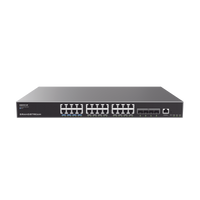 Switch Capa 3 PoE+ Administrable / 24 puertos 10/100/1000 Mbps + 4 Puertos SFP+ de 10 Gigabits / Hasta 360W / Compatible con GWN Cloud.