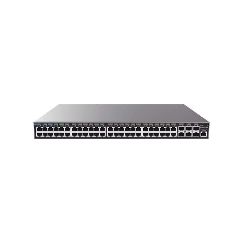Switch Capa 3 PoE+ Administrable / 48 puertos 10/100/1000 Mbps + 6 Puertos SFP+ de 10 Gigabits / Hasta 740W / Compatible con GWN Cloud.