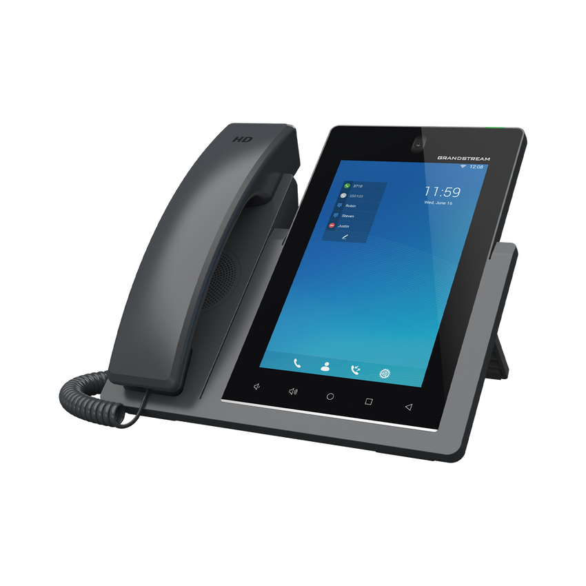 Teléfono IP Android 11, 16 líneas SIP con 16 cuentas, pantalla táctil  7", puertos Gigabit, Wi-Fi, Bluetooth, PoE, codec Opus, IPV4/IPV6 con gestión en la nube GDMS