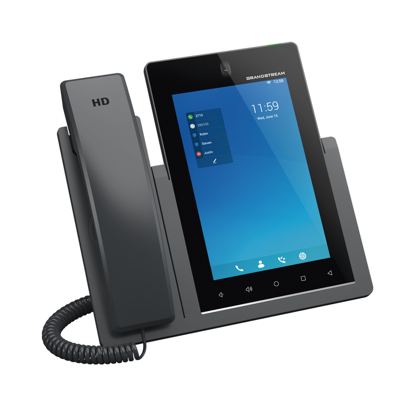 Teléfono IP Android 11, 16 líneas SIP con 16 cuentas, pantalla táctil  7", puertos Gigabit, Wi-Fi, Bluetooth, PoE, codec Opus, IPV4/IPV6 con gestión en la nube GDMS