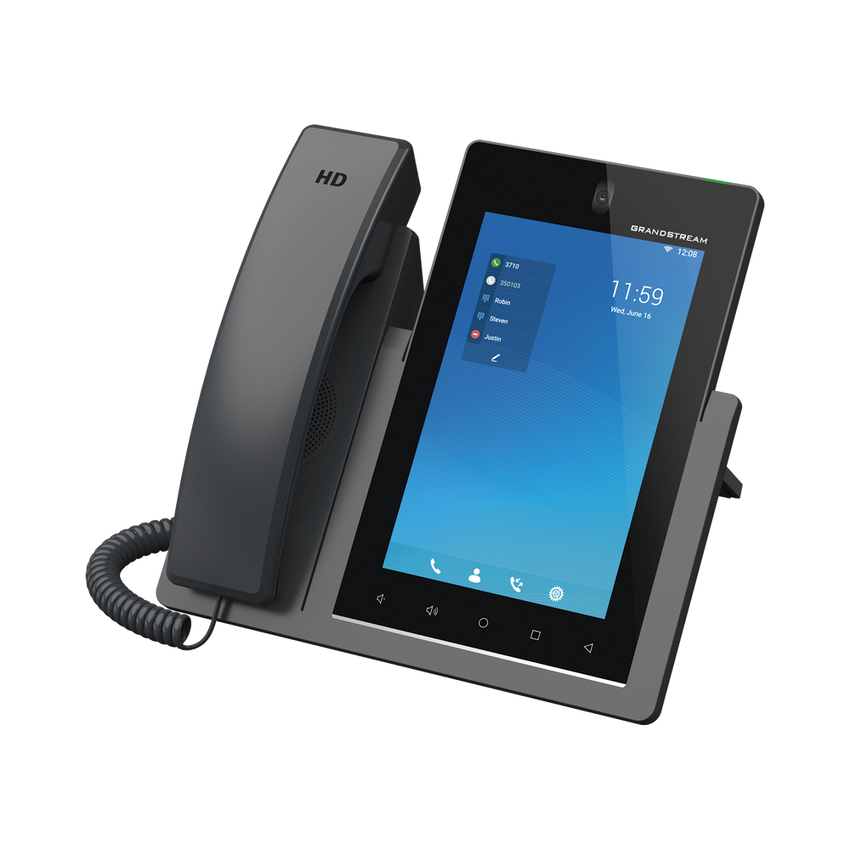 Teléfono IP Android 11, 16 líneas SIP con 16 cuentas, pantalla táctil  7", puertos Gigabit, Wi-Fi, Bluetooth, PoE, codec Opus, IPV4/IPV6 con gestión en la nube GDMS