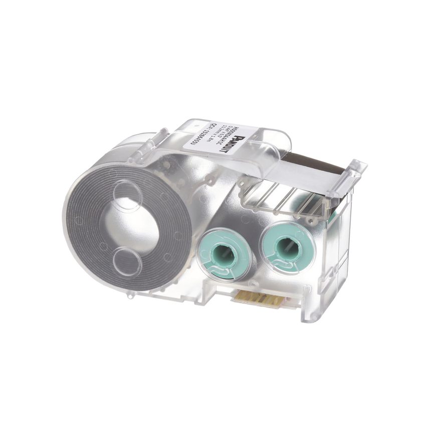 Casete de Etiquetas de Poliolefina de Cinta Continua, Tubo Termocontráctil, 11.2 mm de Ancho, 2.4 Metros (7.87 Pies) de Largo, Para Cables de 2 a 6.4 mm (16-10 AWG) de Diámetro, Color Blanco
