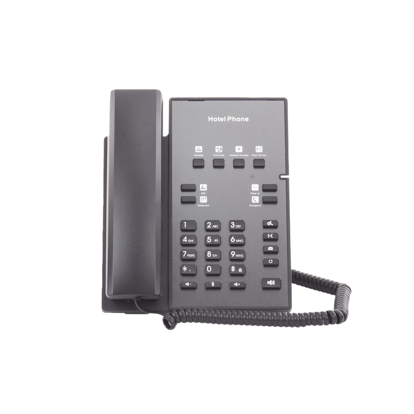 Teléfono IP para Hotelería, profesional con 8 teclas programables para servicio rápido, plantilla personalizable con PoE