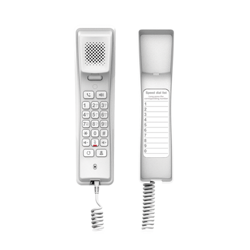 Teléfono IP profesional para Hotelería, montaje en pared,  teclado numérico estándar, conferencia de 3 vías, Opus y PoE.