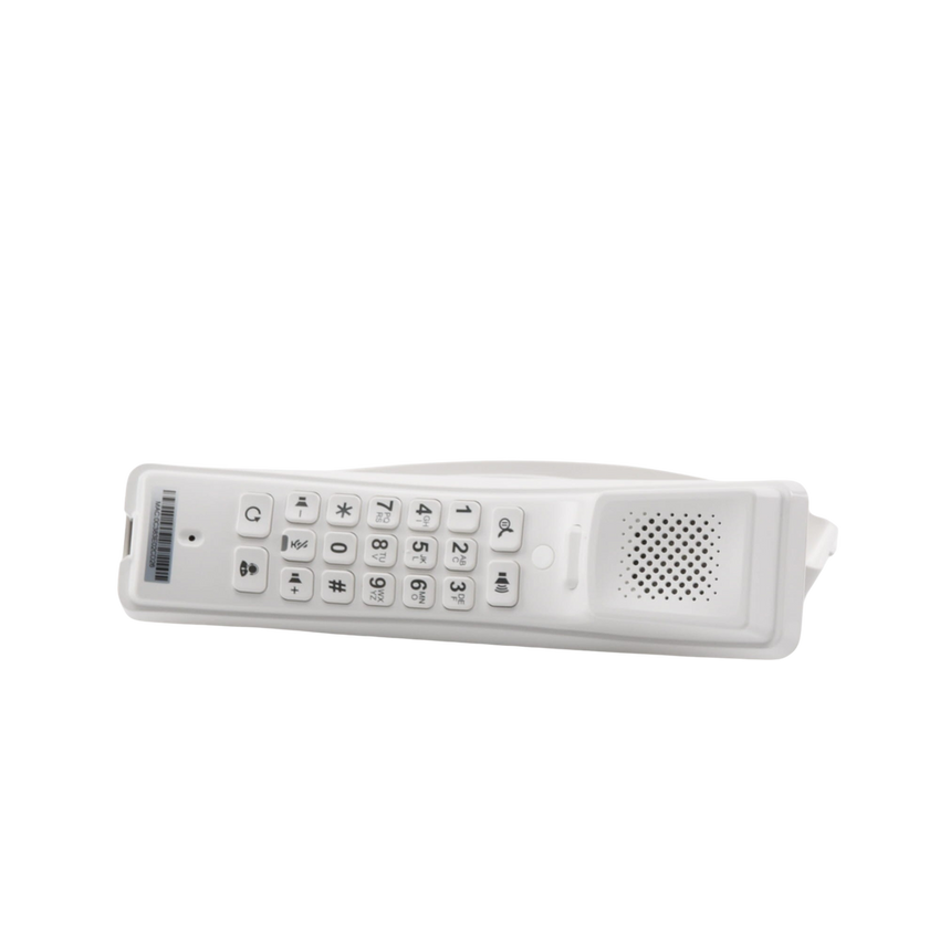 Teléfono IP profesional para Hotelería, montaje en pared,  teclado numérico estándar, conferencia de 3 vías, Opus y PoE.