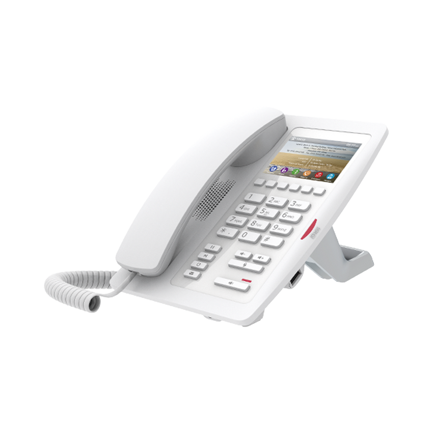 (H5 Color Blanco)Teléfono para Hotelería, profesional de gama alta con pantalla LCD de 3.5 pulgadas a color, 6 teclas programables para servicio rápido (Hotline) PoE