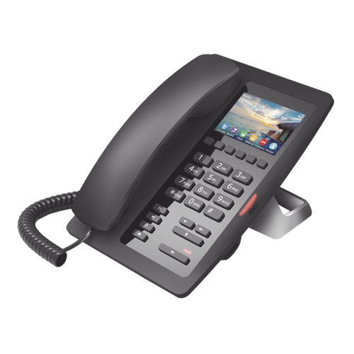 (H5W Color Negro)Teléfono IP WiFi para Hotelería, profesional de gama alta con pantalla LCD de 3.5 pulgadas a color, 6 teclas programables para servicio rápido (Hotline) PoE