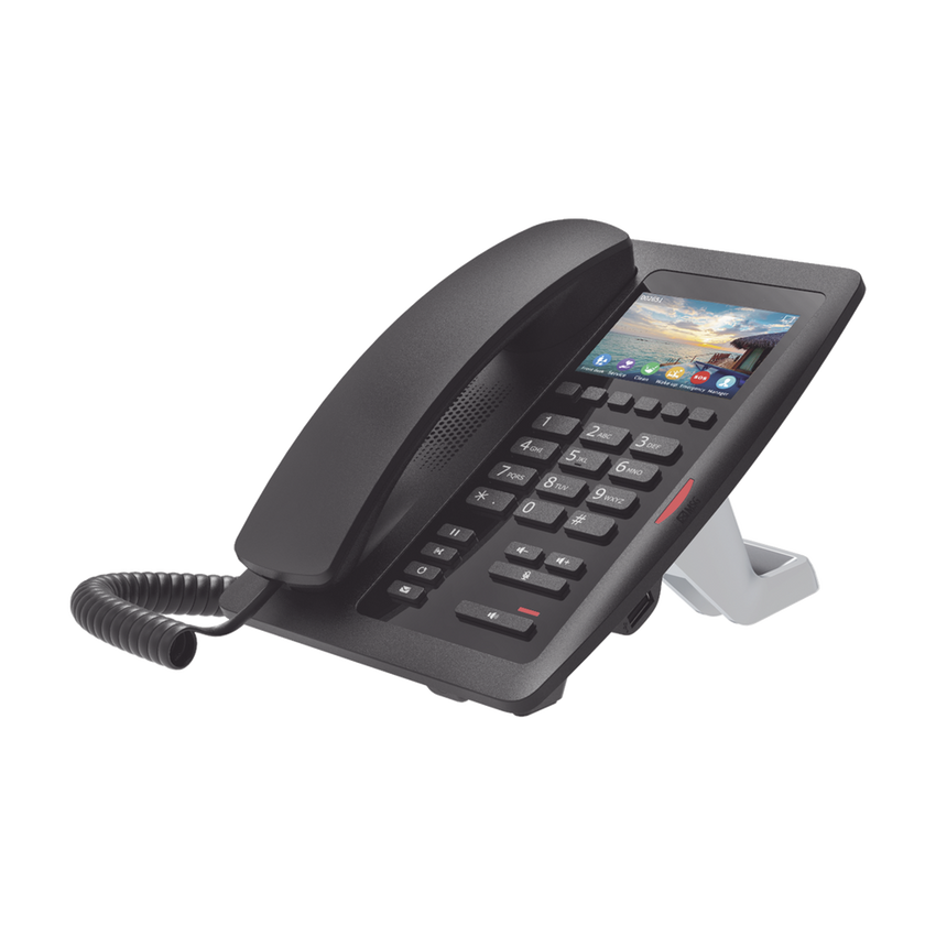 (H5W Color Negro)Teléfono IP WiFi para Hotelería, profesional de gama alta con pantalla LCD de 3.5 pulgadas a color, 6 teclas programables para servicio rápido (Hotline) PoE