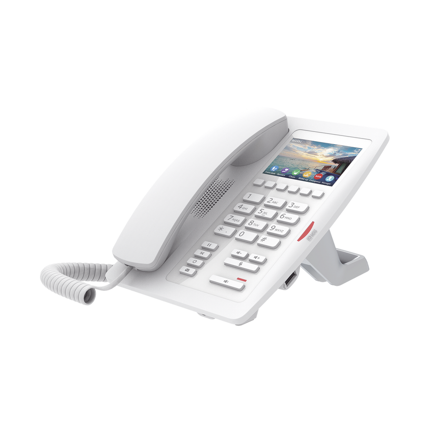 (H5W Color Blanco)Teléfono IP WiFi para Hotelería, profesional de gama alta con pantalla LCD de 3.5 pulgadas a color, 6 teclas programables para servicio rápido (Hotline) PoE