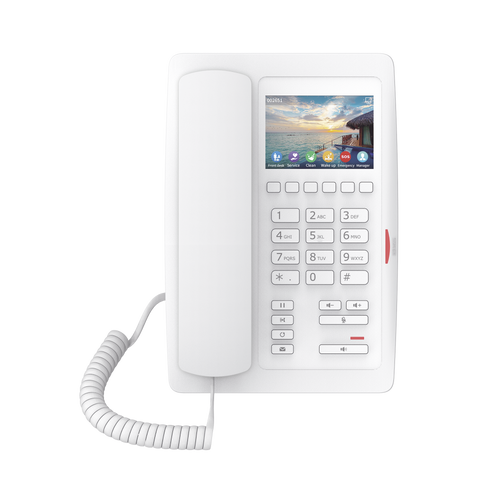 (H5W Color Blanco)Teléfono IP WiFi para Hotelería, profesional de gama alta con pantalla LCD de 3.5 pulgadas a color, 6 teclas programables para servicio rápido (Hotline) PoE