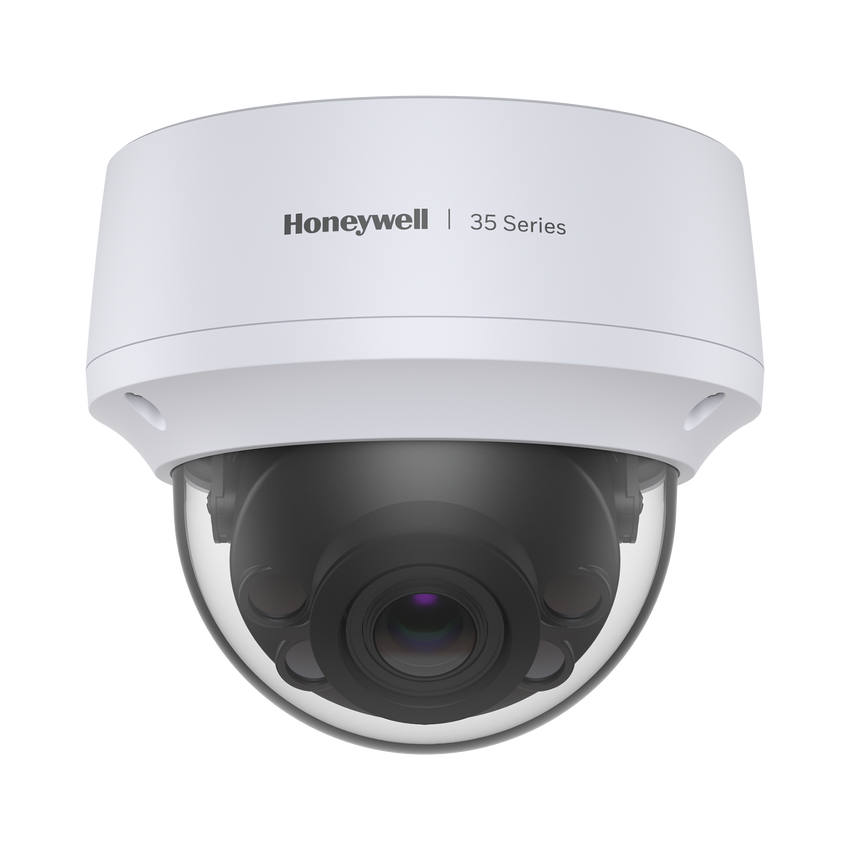 Domo IP 5 Megapixel / Lente Mot. 2.7 a 13.5 mm / 50 mts IR / Ultra Baja Iluminación /  NDAA / ONVIF /  IP67 / IK10 / H.265 / IA (Filtro de Humanos y Vehiculos) / Merodeo / Conteo de Personas / PoE / Audio y Alarmas I/O / Serie 35