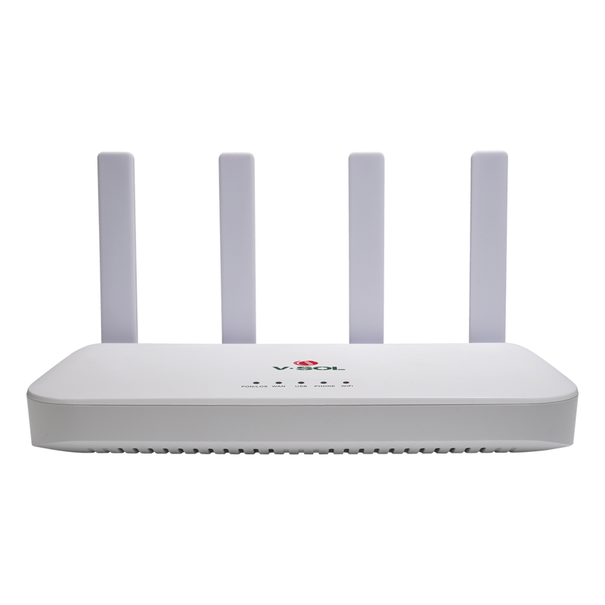 ONU XGSPON / Wi-Fi 6 / 1 Puerto RJ45 2.5 Gbps / 3 Puertos RJ45 1 Gbps / 1 FXS / 1 Puerto USB /