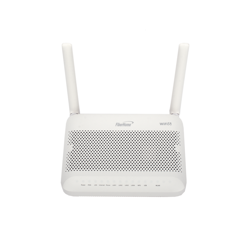 ONU GPON WiFi 6, (2.4/5 GHz), 2 Antenas de 5 dBi, Compatible con OLT de Terceros, 4 puertos Gigabit + 1 POTS + 2 USB, conector SC/UPC